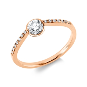 Ring aus 750 Rotgold 14 Brillanten 0,07ct m-SI 1 Brillant 0,32ct m-SI B:5mm