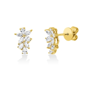 Ohrstecker aus 750 Gold Gelbgold 16 Diamanten 0,66ct TW-SI 10,8x7,4mm