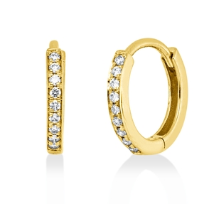 Creolen aus 750 Gold Gelbgold 18 Brillanten 0,04ct TW-SI 10,1x1,5mm