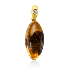 Anhänger aus 750 Gelbgold Citrin 6,57ct gelb Brillant 0,02ct TW-SI 23,3x8,2mm