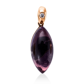 Anhänger aus 750 Rotgold Amethyst 5,64ct lila Brillant 0,02ct TW-SI 22,8x8,1mm