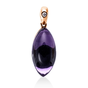 Anhänger aus 585 Rotgold Amethyst 6,26ct lila Brillant 0,01ct TW-SI 23x8,3mm