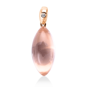 Anhänger aus 585 Rotgold Rosenquarz 6,17ct rosé Brillant 0,01ct TW-SI 23,2x8,1mm