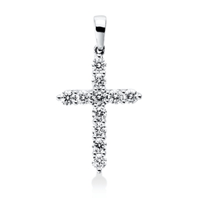 Anhänger Kreuz aus 750 Weißgold 11 Brillanten 0,51ct TW-SI 24,1x12,9mm mit Öse