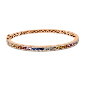Armreif aus 750 Rotgold 39 Saphire 2,48ct mehrfarbig 154 Brillanten 0,56ct TW-SI