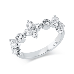 Ring aus 750 Gold Weißgold 17 Diamanten 1,07ct TW-SI B:7,6mm