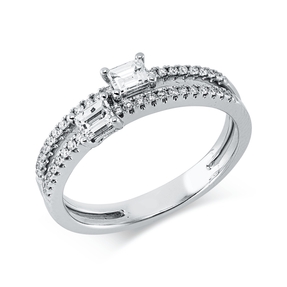 Ring aus 750 Gold Weißgold 42 Diamanten 0,46ct TW-SI B:5,7mm 4er-Krappe