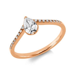 Solitaire Ring aus 750 Gold Rotgold 17 Diamanten 0,42ct TW-SI B:6,8mm