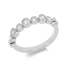 Ring aus 750 Gold Weißgold 9 Diamanten 0,66ct TW-SI B:3,4mm