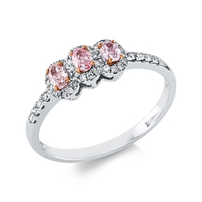 Ring aus 750 Gold weiß/rot 43 Diamanten 0,4ct B:5,3mm