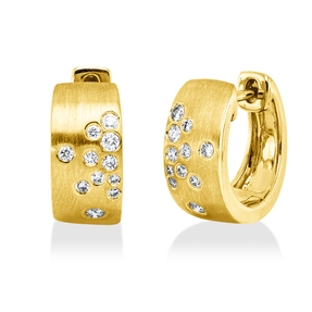 Creolen aus 585 Gold Gelbgold 22 Brillanten 0,2ct W-SI 12x5,7mm mattiert