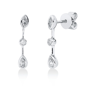 Ohrstecker aus 750 Gold Weißgold 6 Diamanten 0,42ct TW-VSI/SI 20,2x3mm