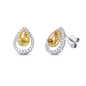 Ohrstecker aus 750 Gold gelb/weiß 78 Diamanten 0,99ct 11,8x8,5mm