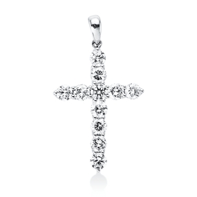 Anhänger Kreuz aus 750 Weißgold 11 Brillanten 2,11ct TW-SI 34,5x19,9mm mit Öse