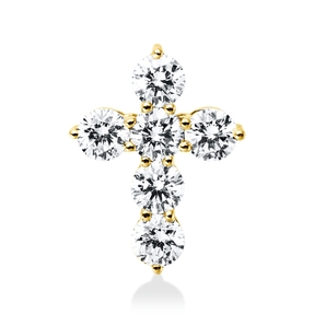 Anhänger Kreuz aus 750 Gold Gelbgold 6 Brillanten 0,42ct W-SI 8,5x11,1mm