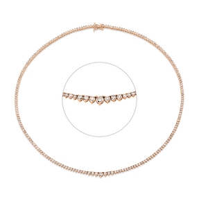 Collier aus 750 Gold Rotgold 204 Brillanten 5,75ct braun L:42cm 3er-Krappe