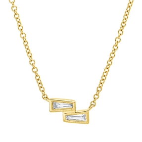 Collier aus 750 Gelbgold 2 Diamanten Trapez-Schliff 0,1ct TW-VSI/SI L:43,2cm Collier aus 750 Gelbgold 2 Diamanten Trapez-Schliff 0,1ct TW-VSI/SI L:43,2cm