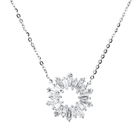 Collier Kreis aus 750 Weißgold 20 Diamanten Trapez-Schliff 0,51ct TW-SI L:45cm