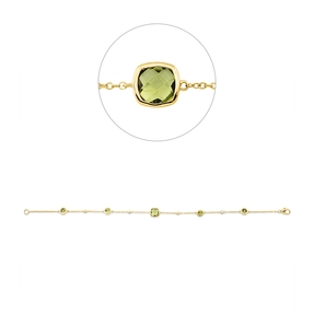 Armband aus 750 Gelbgold 5 Peridote 2,13ct 4 Brillanten 0,06ct TW-SI B:6,7mm L:19cm Armband aus 750 Gelbgold 5 Peridote 2,13ct 4 Brillanten 0,06ct TW-SI B:6,7mm L:19cm