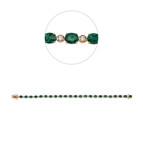 Armband aus 750 Rotgold 23 Smaragde 6,57ct grün 23 Brillanten 0,47ct F-SI