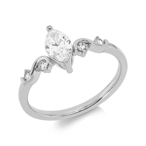 Ring aus 750 Gold Weißgold 5 Diamanten 0,61ct TW-SI B:8,9mm