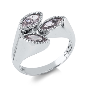 Ring aus 585 Gold Weißgold 3 Quarze 0,96ct pink B:12mm
