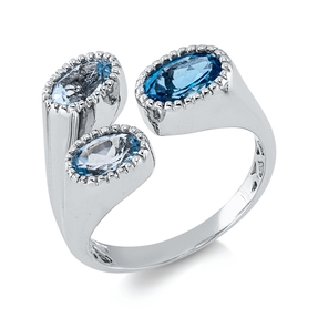 Ring aus 585 Gold Weißgold 3 Topase 1,97ct skyblue B:13,5mm