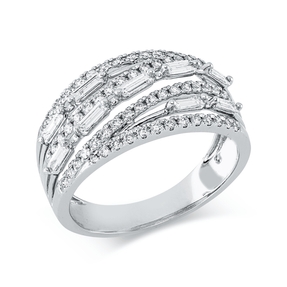 Ring aus 750 Gold Weißgold 69 Diamanten 0,71ct TW-SI B:10mm