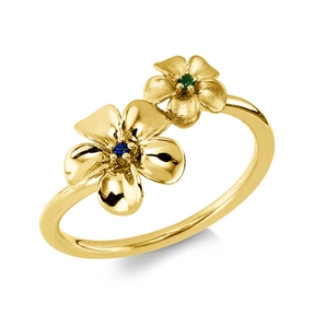 Ring aus 750 Gold Gelbgold 2 Tsavorithe 0,02ct grün B:9,3mm
