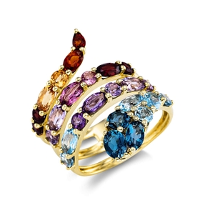 Ring aus 750 Gold Gelbgold 26 Farbsteine 5ct mehrfarbig B:25mm