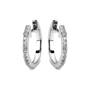 Creolen aus 750 Gold Weißgold 36 Brillanten 0,19ct TW-SI 15,9x1,4mm