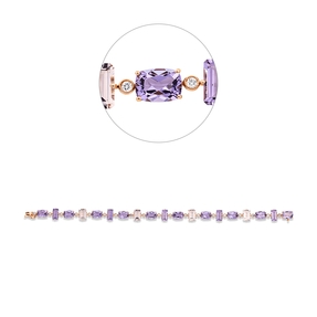 Armband aus 750 Rotgold 19 Amethyste 15,1ct lila 19 Brillanten 0,33ct TW-SI