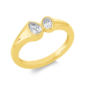 Ring aus 750 Gold Gelbgold 2 Diamanten 0,47ct TW-SI B:6,5mm Zarge