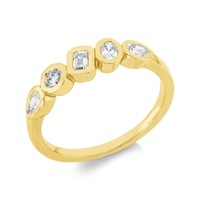 Ring aus 750 Gold Gelbgold 5 Diamanten 0,5ct TW-SI B:5mm Zarge