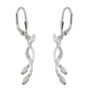 Paar Ohrhänger Ohrringe Brisur 40x5mm Zirkonia 925 Silber matt-rhodiniert Paar Ohrhänger Ohrringe Brisur 40x5mm Zirkonia 925 Silber matt-rhodiniert
