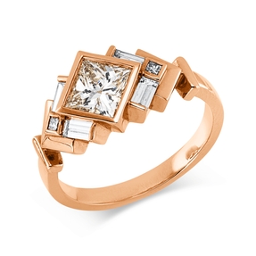 Ring aus 750 Gold Rotgold 7 Diamanten 1,42ct F-SI B:9,2mm