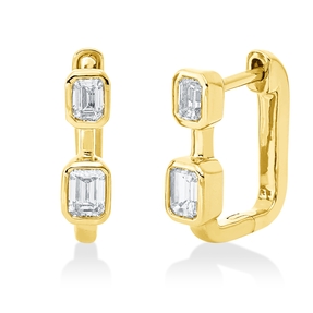 Creolen aus 750 Gold Gelbgold 4 Diamanten 0,83ct TW-SI 15,3x4mm Zarge Creolen aus 750 Gold Gelbgold 4 Diamanten 0,83ct TW-SI 15,3x4mm Zarge