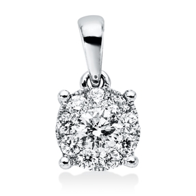Anhänger aus 750 Gold Weißgold 10 Brillanten 0,3ct F-VSI 11,7x6,5mm mit Öse