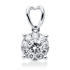 Anhänger aus 750 Gold Weißgold 10 Brillanten 0,37ct F-VSI 14,4x7,2mm mit Öse