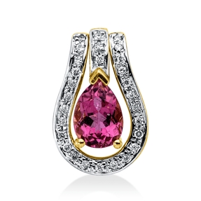 Anhänger aus 750 Gold gelb/weiß 4 Turmaline 1,92ct pink 41 Brillanten 0,12ct F-SI
