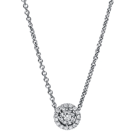 Collier aus 750 Gold Weißgold 24 Diamanten 0,12ct TW-SI L:45cm