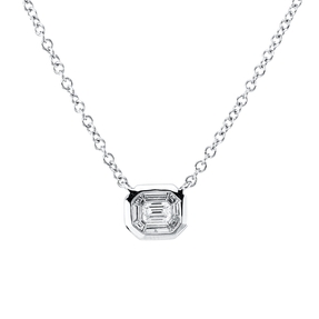 Collier aus 750 Gold Weißgold 9 Diamanten 0,36ct TW-SI L:43,2cm Collier aus 750 Gold Weißgold 9 Diamanten 0,36ct TW-SI L:43,2cm