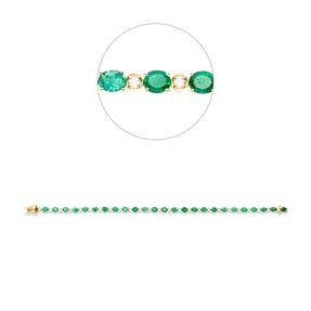 Armband aus 750 Gelbgold 25 Smaragde 5,56ct grün 25 Brillanten 0,51ct F-VSI/SI