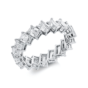 Ring aus 750 Weißgold 18 Diamanten Smaragd-Schliff 4,52ct TW-VSI/SI B:5,5mm
