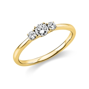 Ring aus 750 Gelbgold 2 Brillanten 0,12ct TW-SI 1 Brillant 0,2ct TW-SI S:2mm