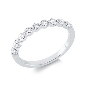 Halb-Memoire Ring aus 750 Weißgold 9 Brillanten 0,5ct TW-VSI/SI B:2,3mm
