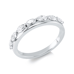 Ring aus 750 Weißgold 7 Diamanten Oval-Schliff 0,61ct TW-VSI/SI B:3,1mm