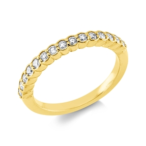 Halb-Memoire Ring aus 750 Gelbgold 15 Brillanten 0,36ct TW-VSI/SI B:2,5mm