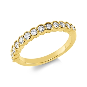 Halb-Memoire Ring aus 750 Gelbgold 13 Brillanten 0,5ct TW-VSI/SI B:3mm