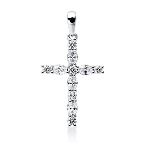 Anhänger Kreuz aus 750 Weißgold 11 Diamanten 0,67ct TW-VSI/SI 27,8x15,4mm